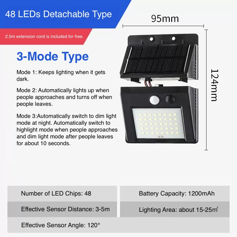 3-Mode Water-Proof Outdoor Solar Light for Garden Fence Yard