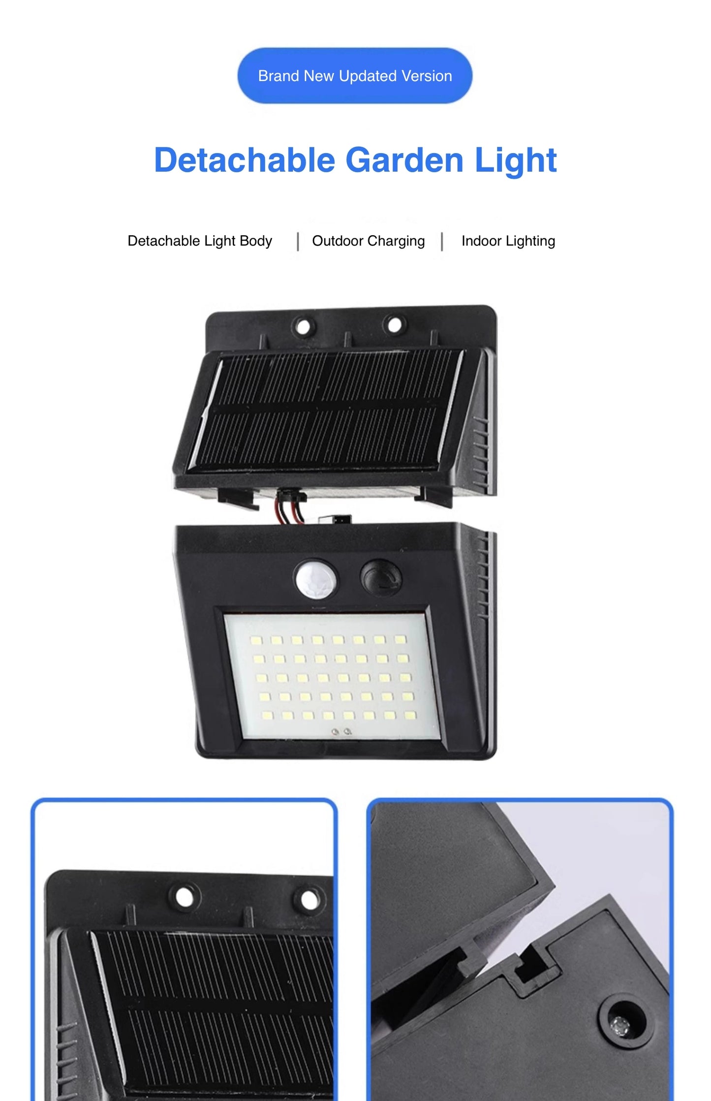 3-Mode Water-Proof Outdoor Solar Light for Garden Fence Yard