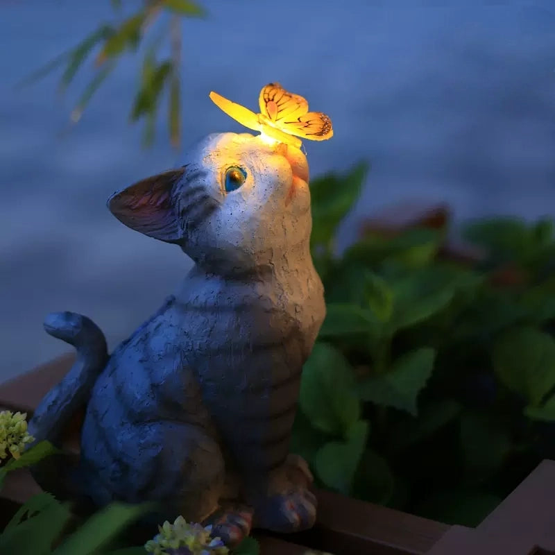 Cat Butterfly Outdoor Solar Light Long-Life LED for Garden Patio Yard