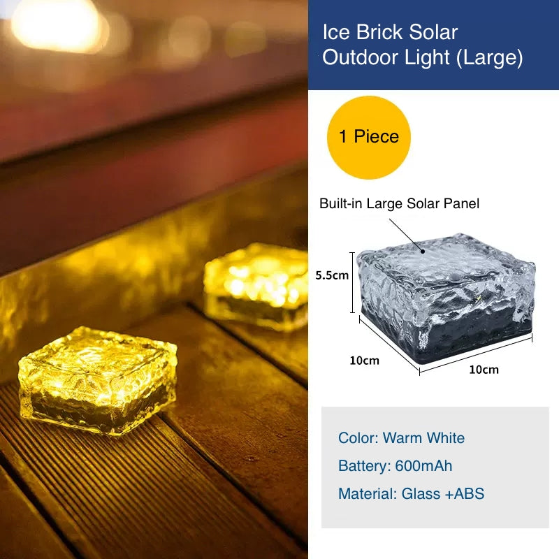 Ice Brick Durable LED Outdoor Solar Light for Garden Pathway Walkway