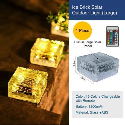 Ice Brick Durable LED Outdoor Solar Light for Garden Pathway Walkway