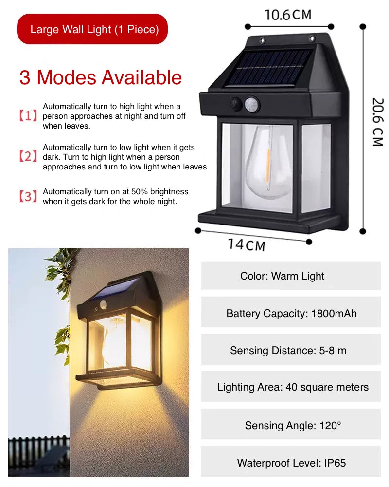 3-Mode Water-Proof Outdoor Solar Light for Garden Fence Yard