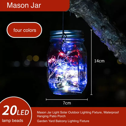 Mason Jar Outdoor Solar Light LED lighting for Patio Garden Porch