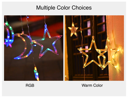 Moon & Star Outdoor Solar Light Solar String Lights for Porch Window