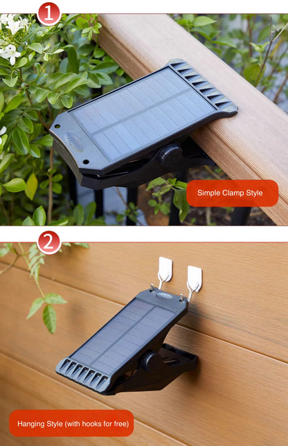 Clamp Outdoor Solar Light LED Solar Flood Light for Garage Patio Deck