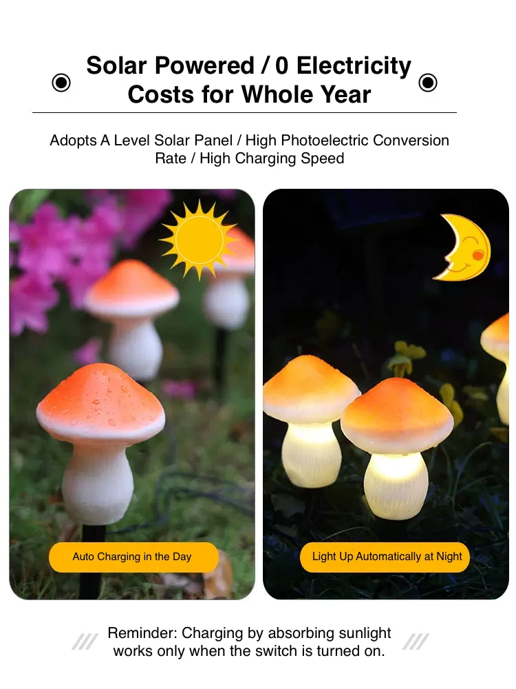 Mushroom Outdoor Solar Light Durable LED Solar Landscape Light for Yard Patio Garden