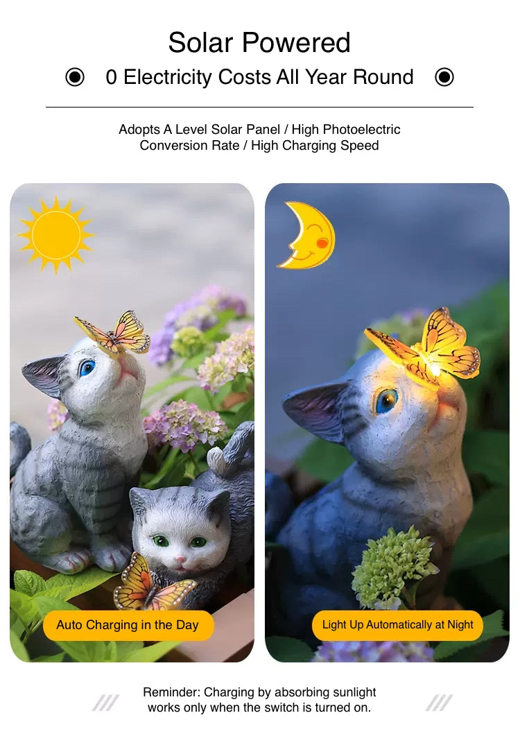 Cat Butterfly Outdoor Solar Light Long-Life LED for Garden Patio Yard