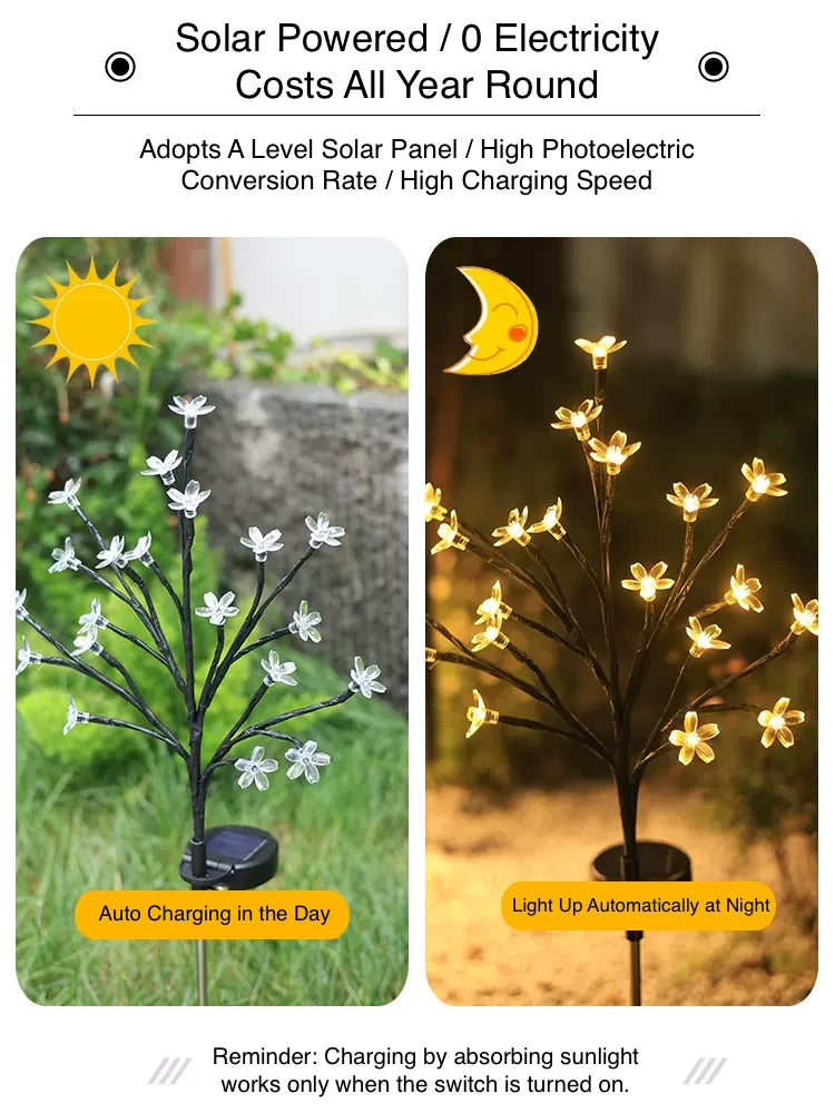 Sakura Outdoor Solar Lights Decorative Durable LED Lights for Garden Yard Patio Pathway