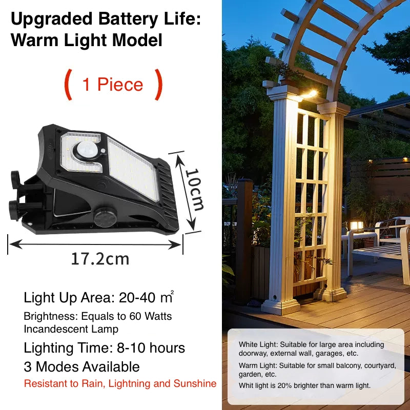 Clamp Outdoor Solar Light LED Solar Flood Light for Garage Patio Deck