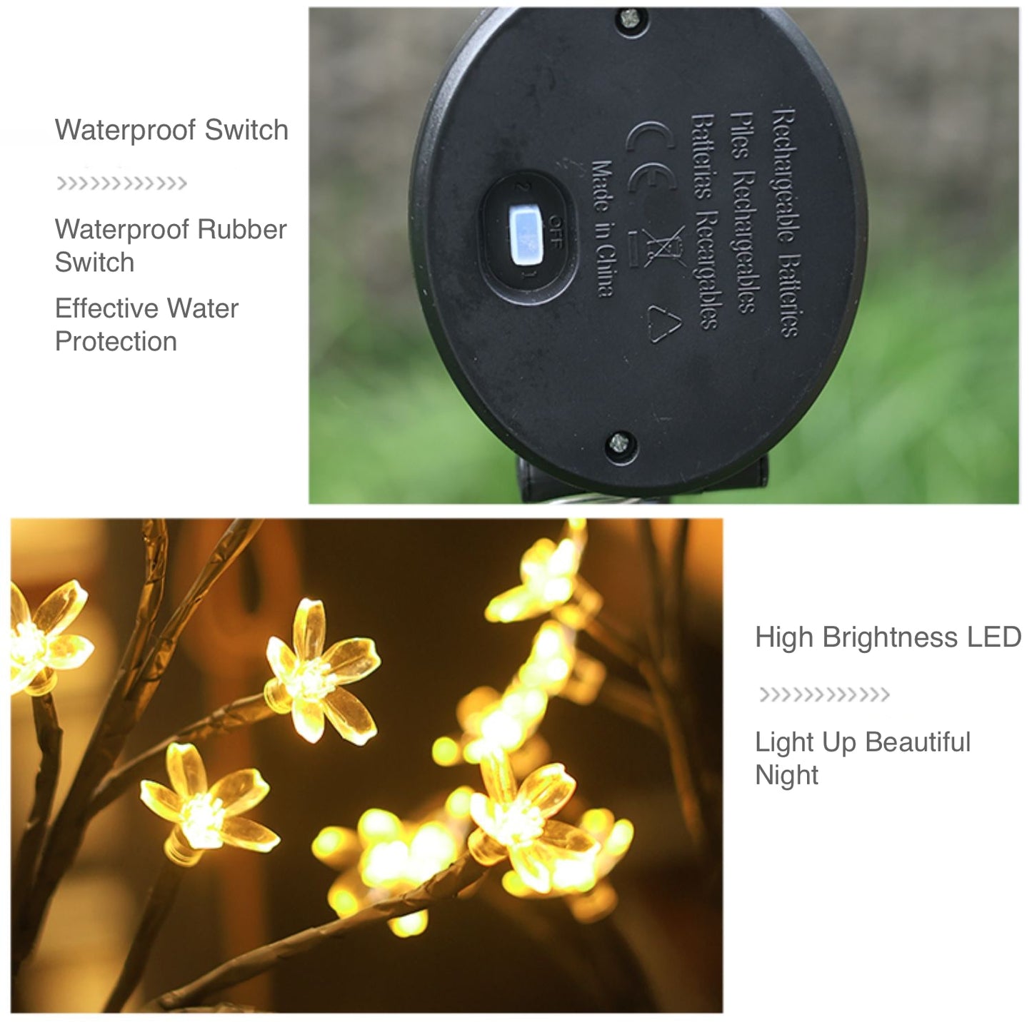 Sakura Outdoor Solar Lights Decorative Durable LED Lights for Garden Yard Patio Pathway