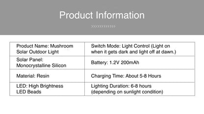 Mushroom Outdoor Solar Light Durable LED Solar Landscape Light for Yard Patio Garden